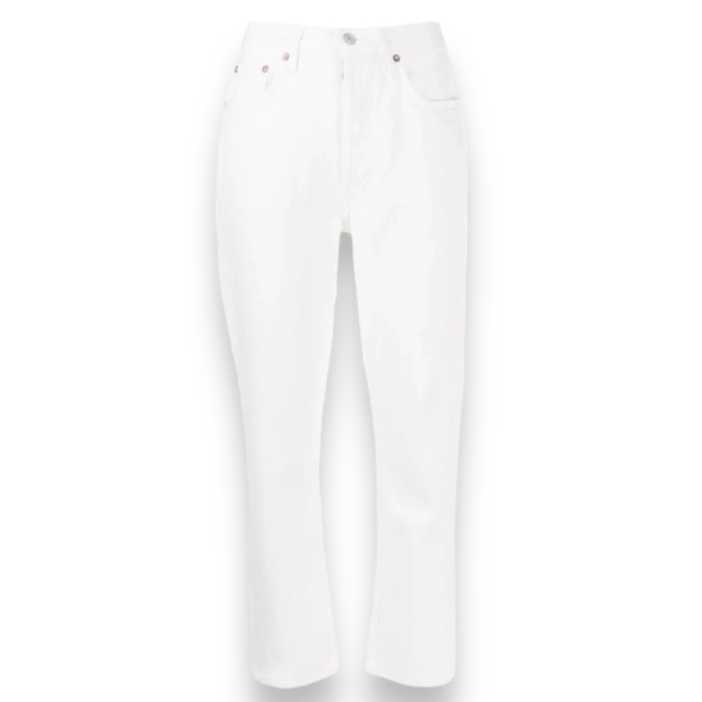 Agolde Wilder Untitled White High Rise Straight Leg Ankle Jeans Size 30